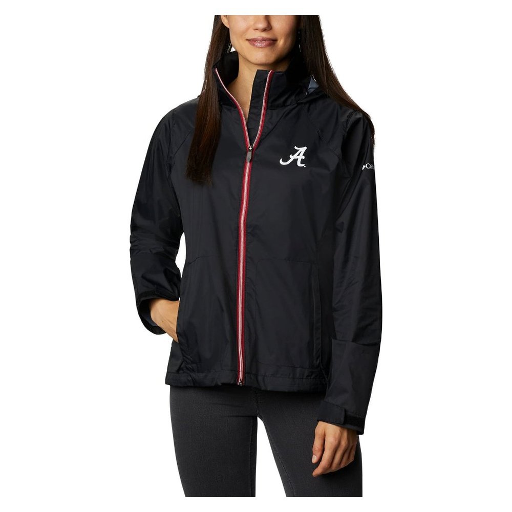 Columbia Women's Alabama Crimson Tide Waterproof Hooded Jacket Black Large XL